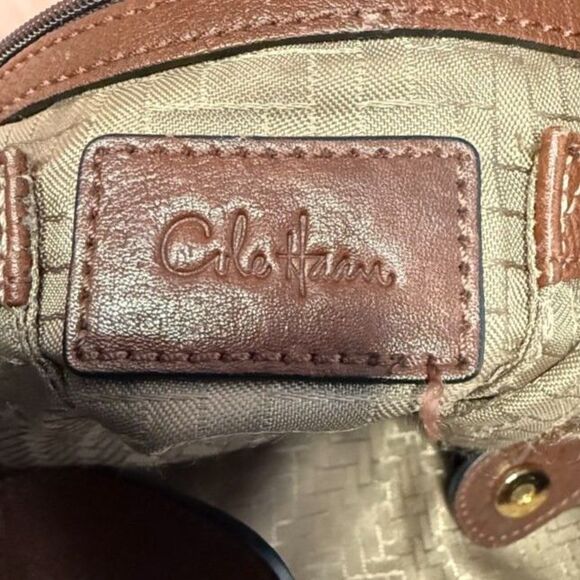 Large Vintage Cole Haan Butter Soft Pebbled Leather Shoulder Satchel Bag Brown - Picture 7 of 14